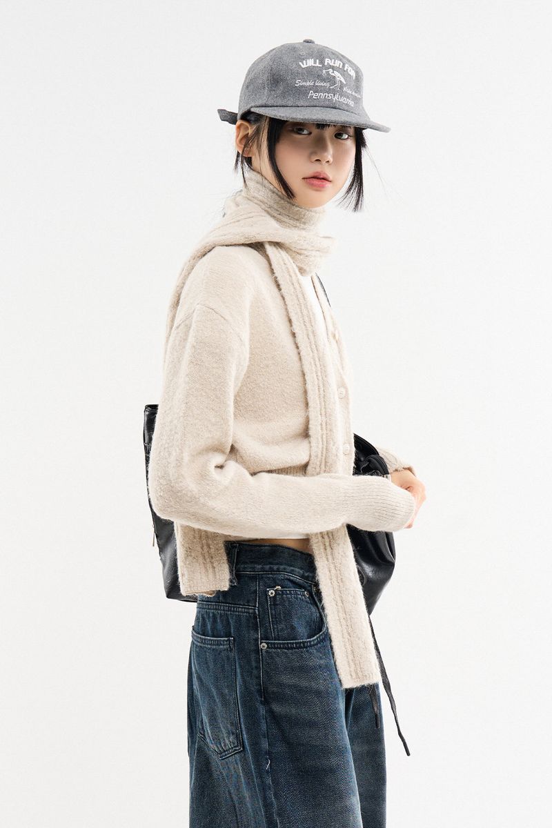 Raucohouse(ラウコハウス)の「Sandy muffler alpaca wool crop cardigan(Tops)」