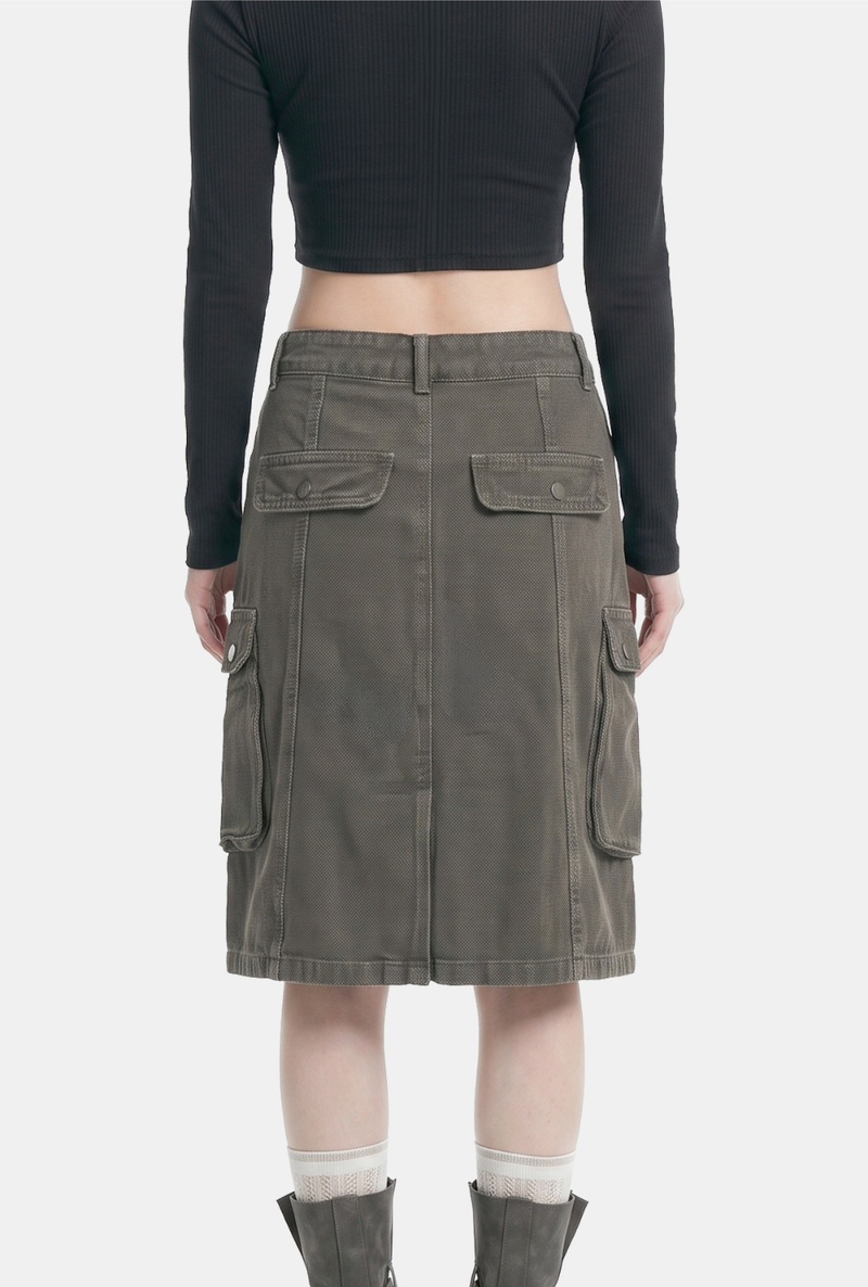 Molly Washed Cargo Denim Skirt