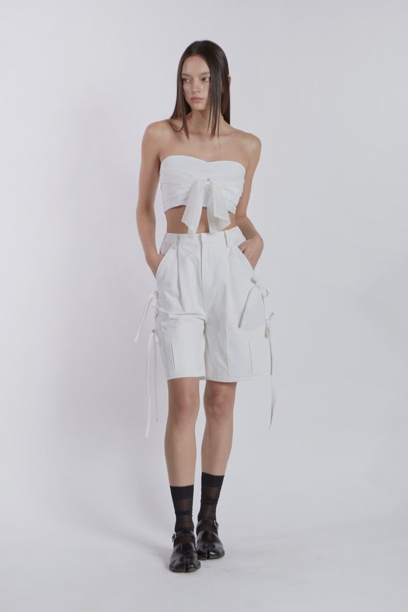 STRAP POCKET BERMUDA PANTS(WHITE)