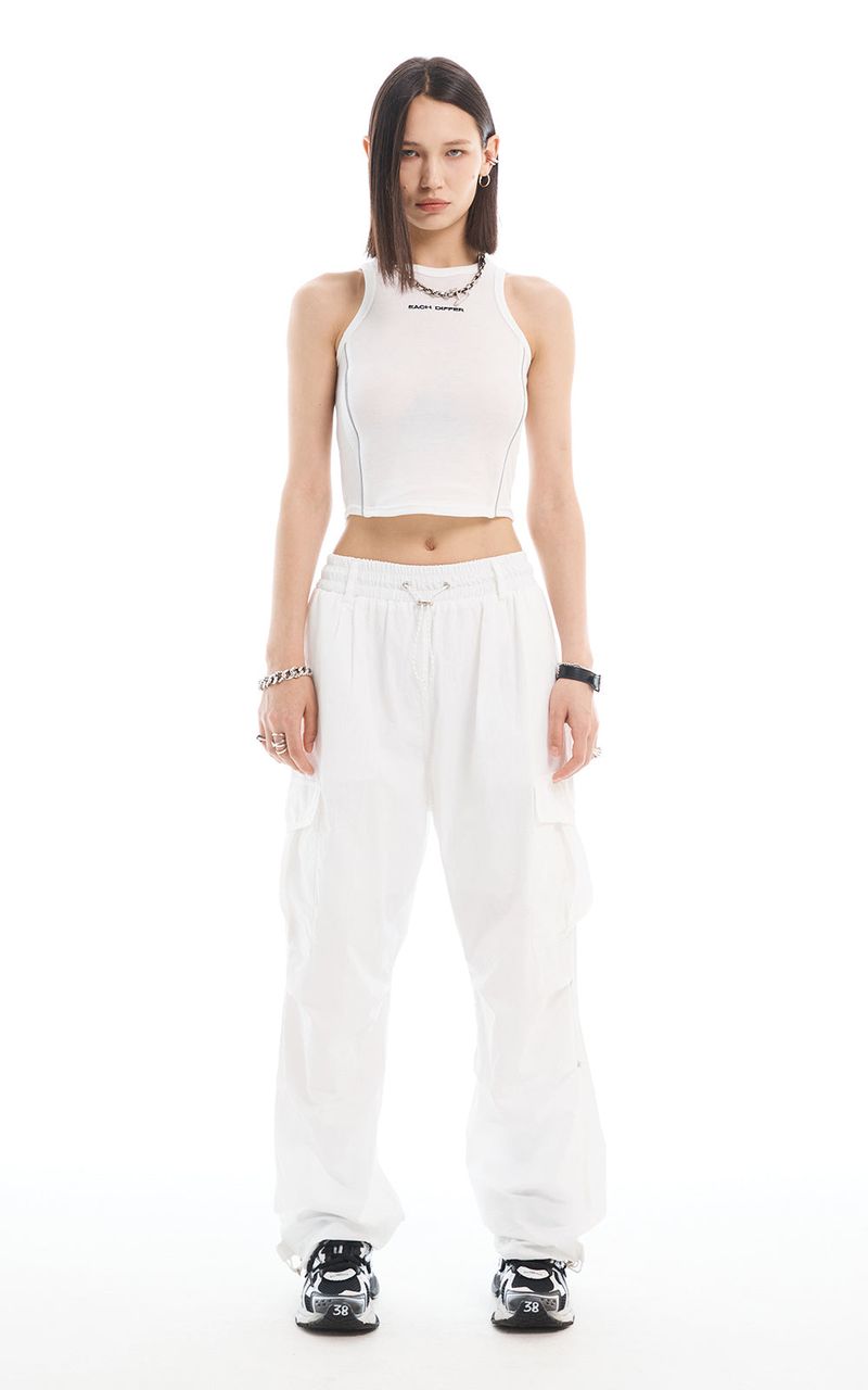 REFLECTIVE PIPING CROP TOP_WHITE