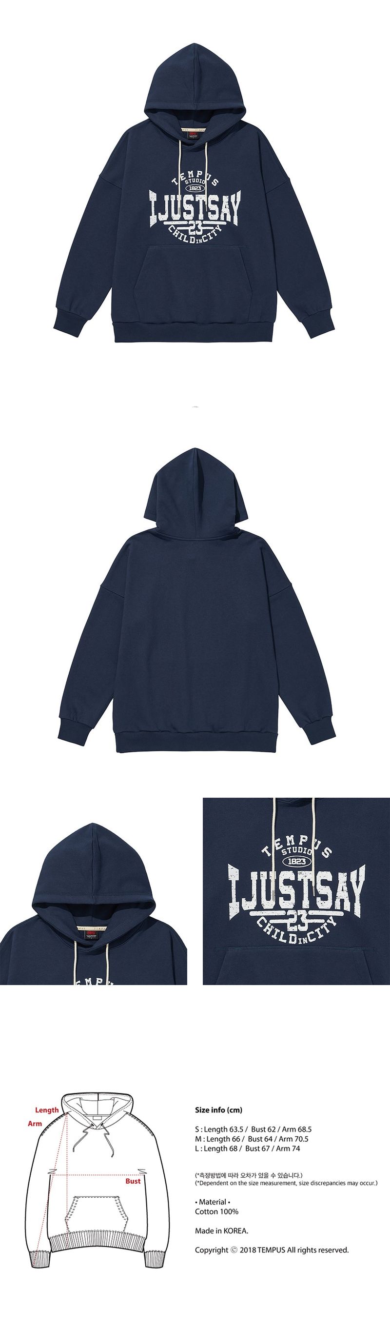 JUST SAY HOODIE [NAVY]