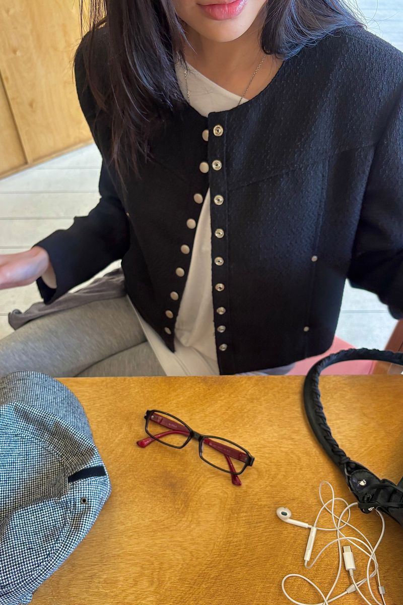 26SS★ TWEED SNAP CROP JACKET