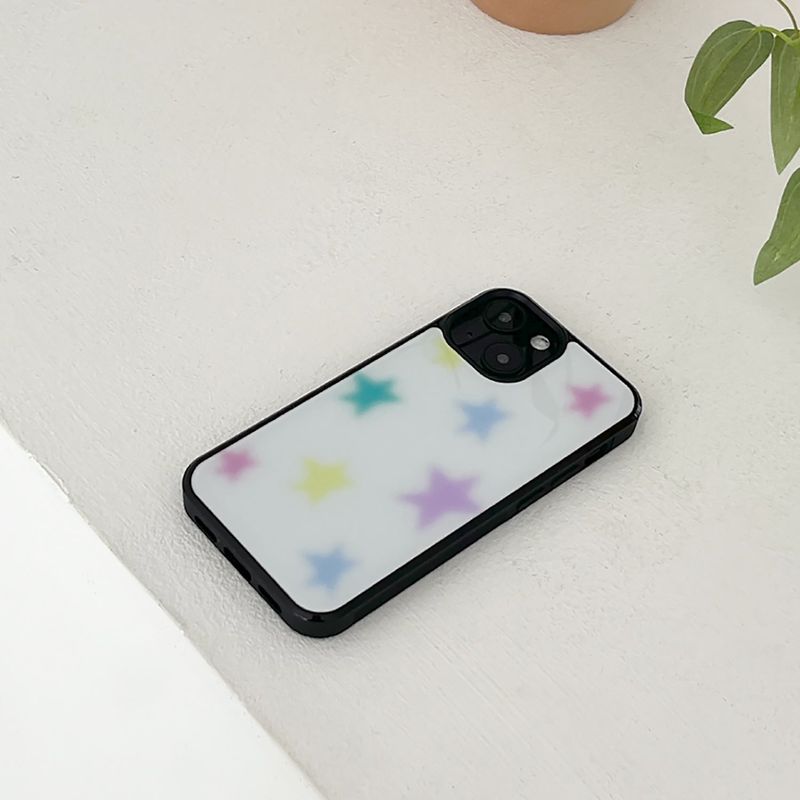 pastel star glossy glass bumper case