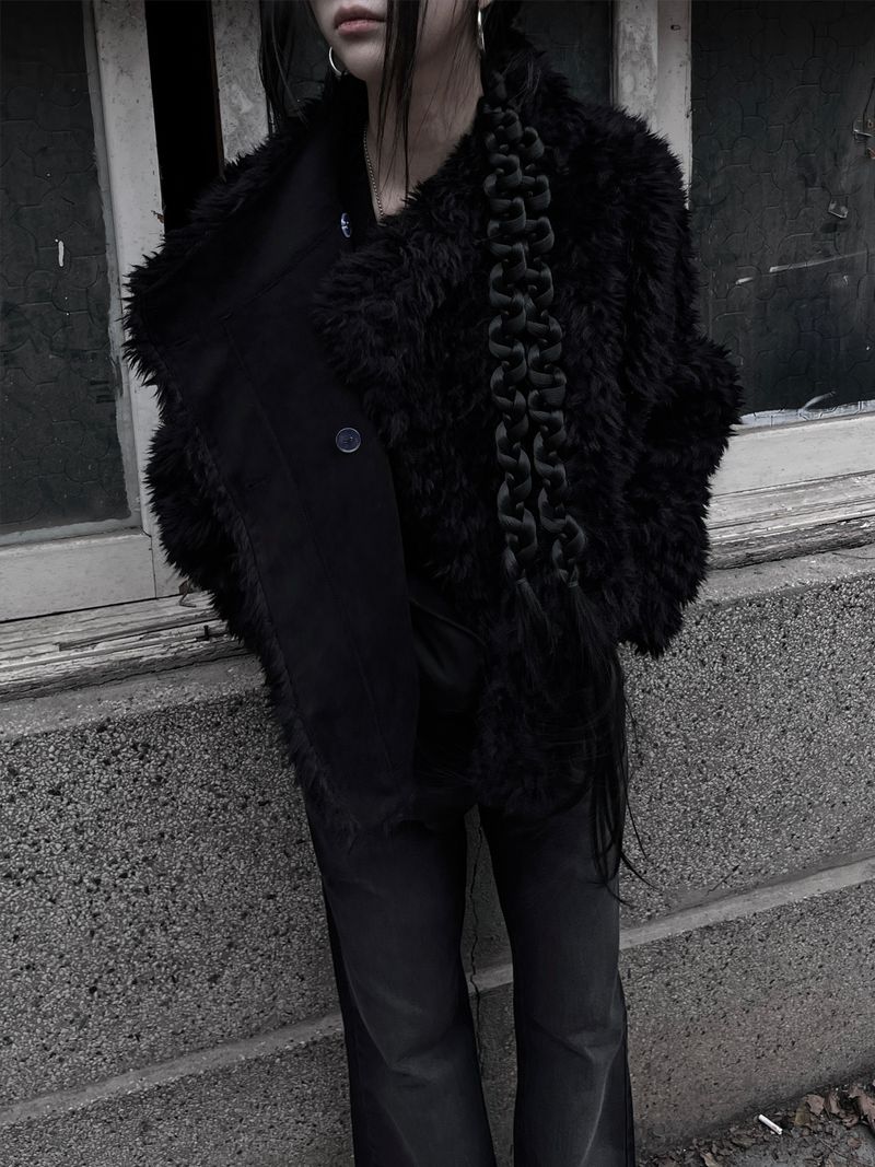 noir chic teddy fur jacket