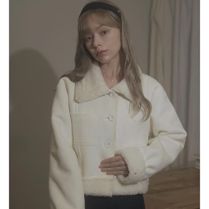 FLUFFY SHEARING COAT-IVORY