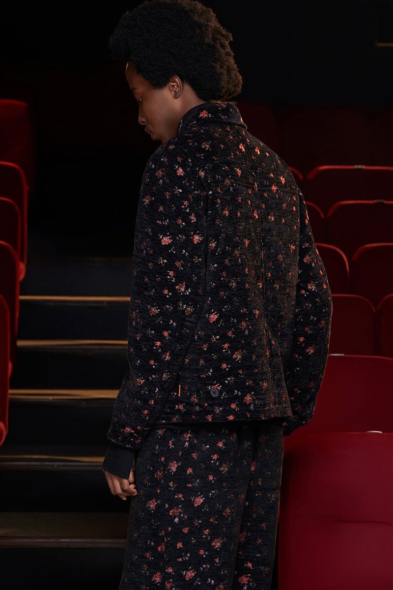 FLORAL JACQUARD PANTS / BLACK