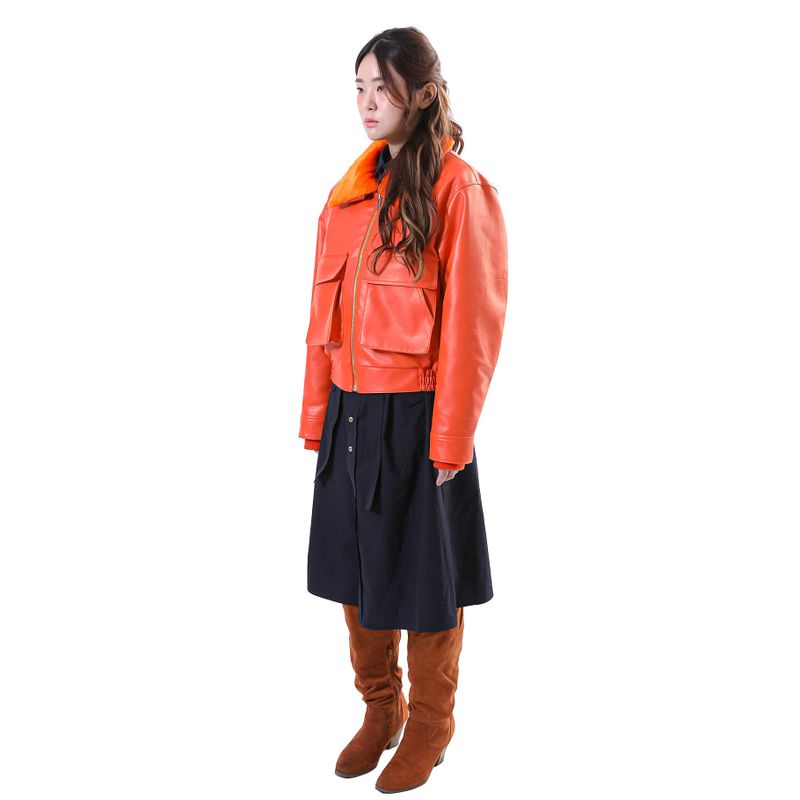 RIDERS LEATHER BOMBER ORANGE