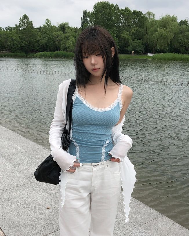 ULAN(ユレン)の「Lulu Striped Lace Sleeveless(Tops)」