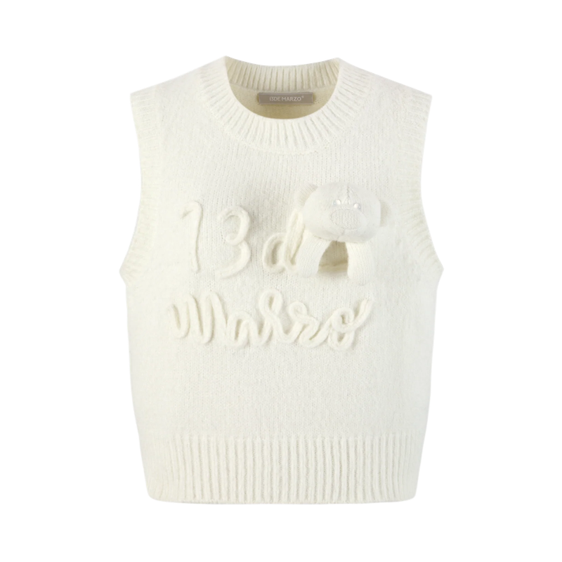 13DE MARZO Rope Knit Logo Vest