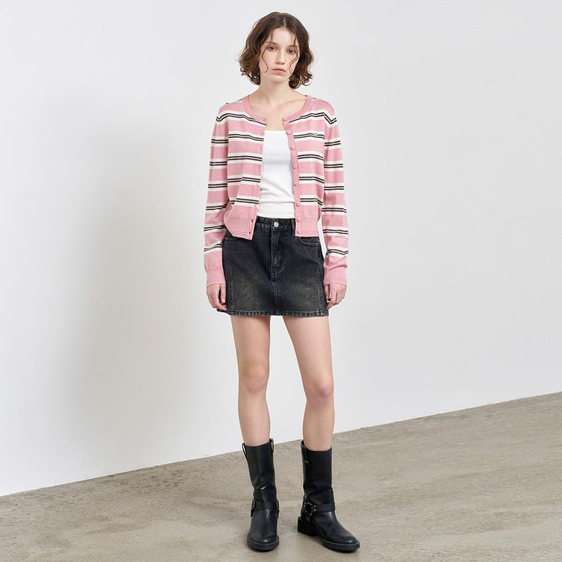 GENERAL IDEA（ジェネラルアイディア）の「WOMAN Multi Striped Knit Cardigan [PINK]（Tops）」