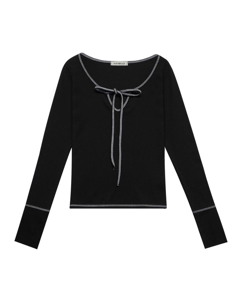 STITCH RIBBON T BLACK