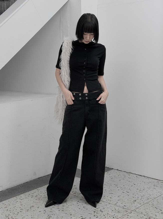 Machi Snap Adjust Incision Black Denim