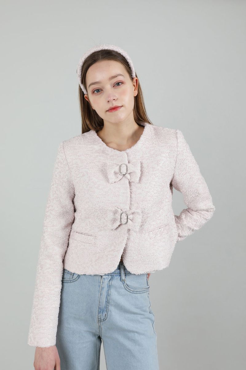 Tweed Ribbon Jacket Pink