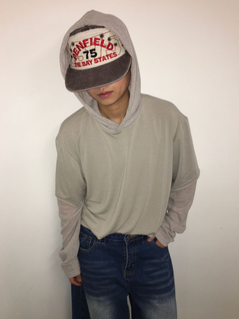 Summer Knit Hooded Layered Long Sleeve (2c)