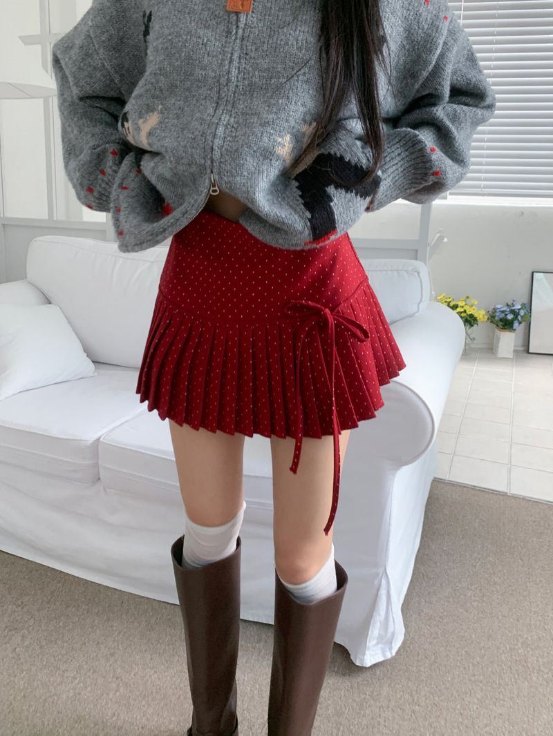Melody Dot Pleated Mini Skirt (3 colors)