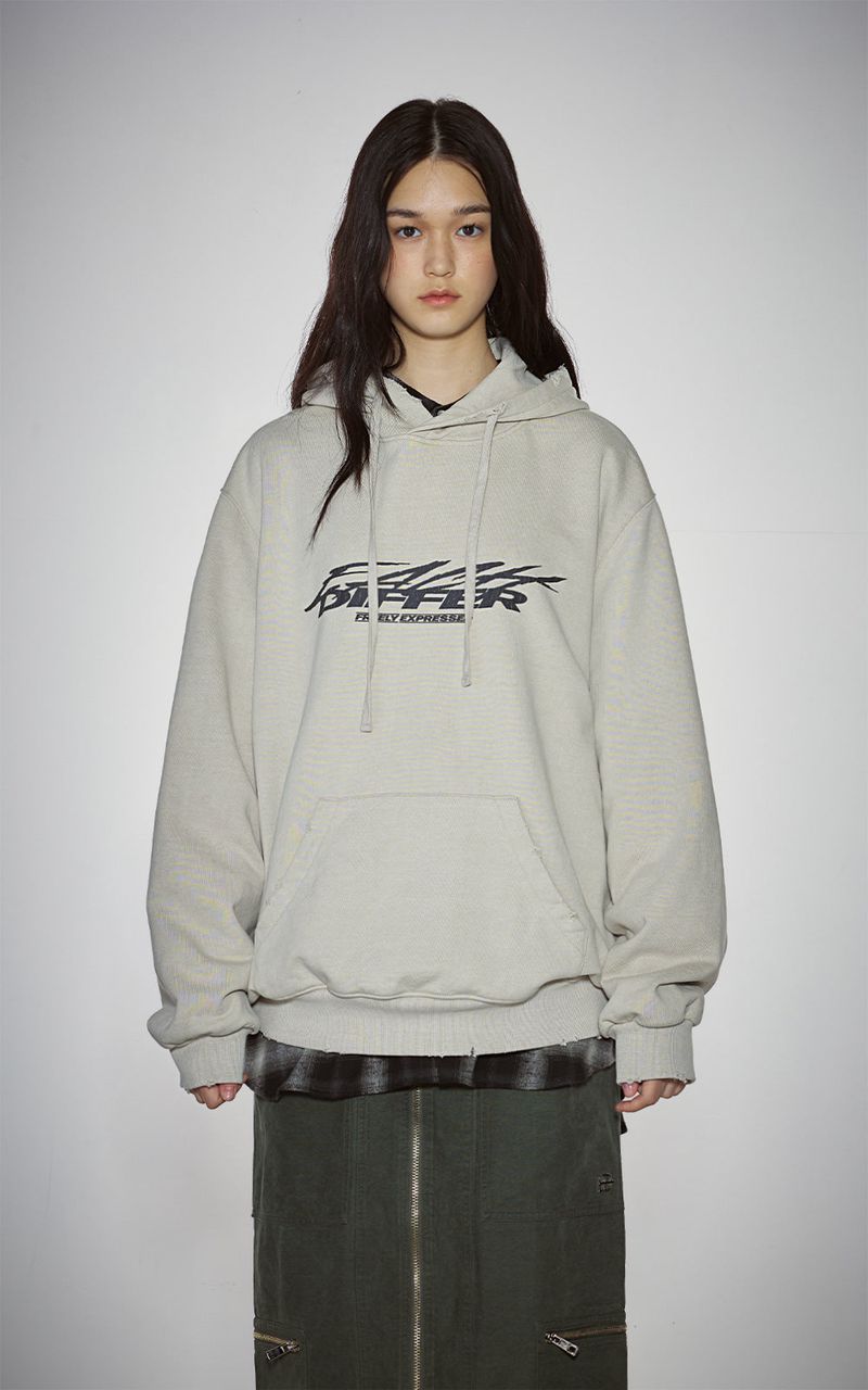 GRAFFITI CRACK HOODIE_BEIGE GRAY