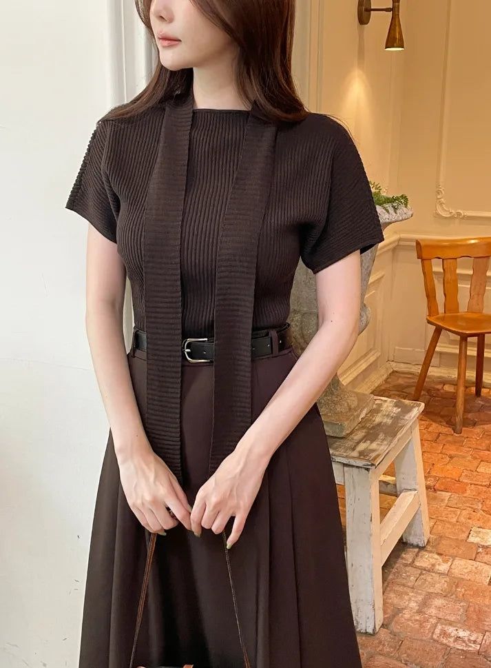Landy Two-Way Ribbon Tie Ribbed Knit