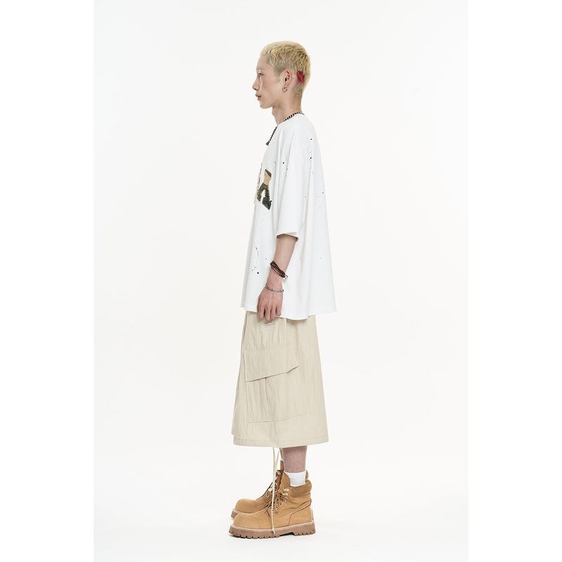 Balloon Bermuda Nylon Pants - Beige