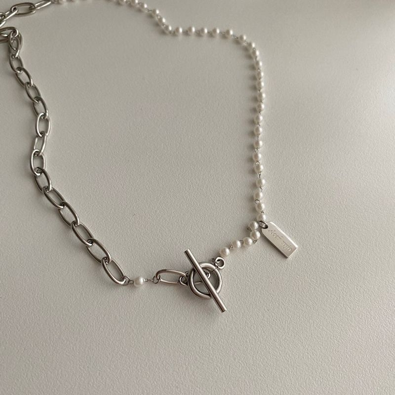 sspoi Surgical Steel Toggle Bar Two-Way Pearl Guest Look Necklace