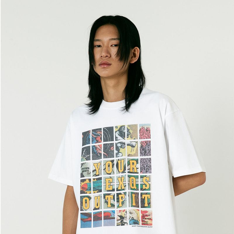 WHITE COMICS T-SHIRT