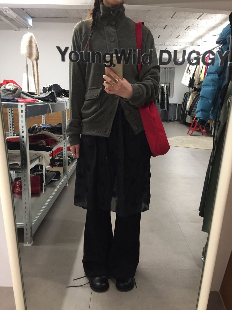 Mock neck high cardigan (3color)