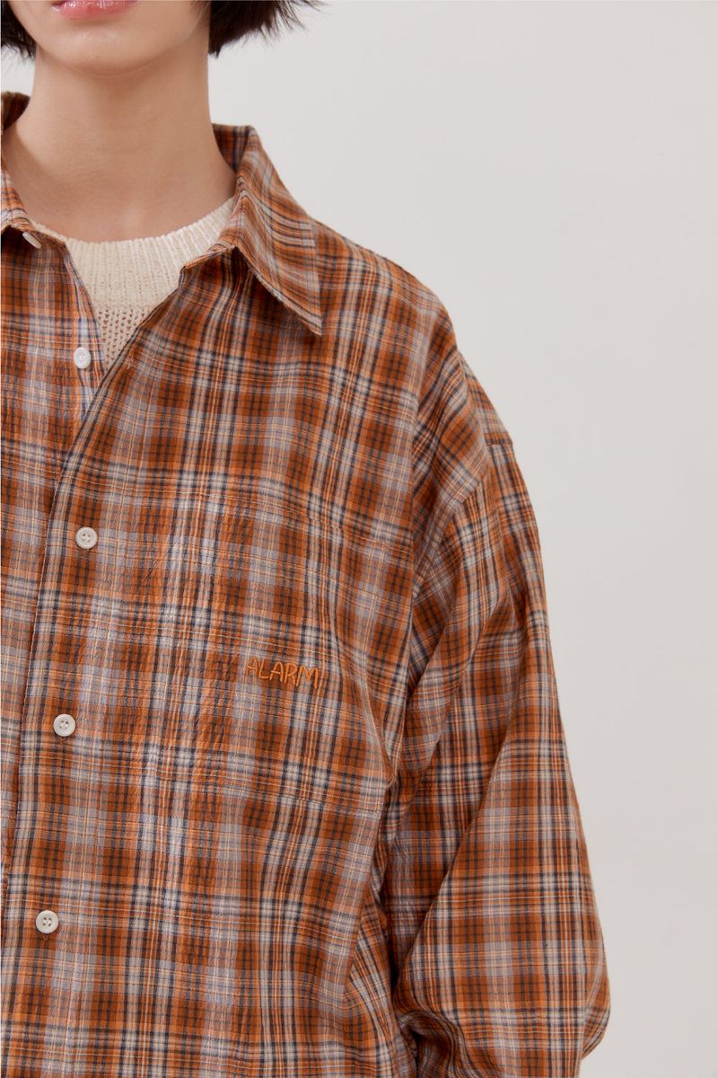 Alarm Crinkle Check Shirts - Orange