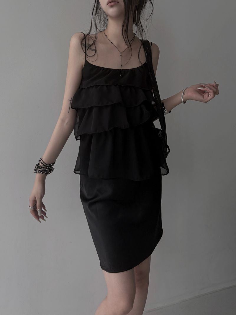 ruffle sheer bustier blouse (2color)