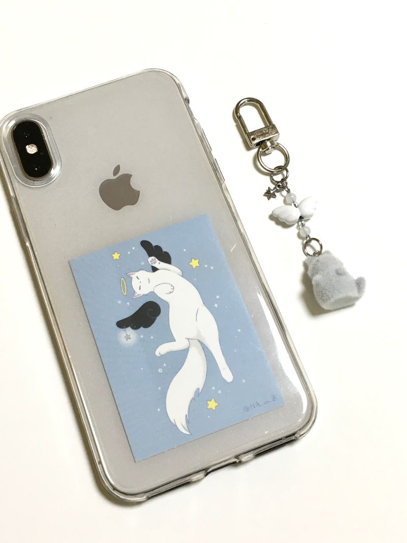 Angel cat keyring