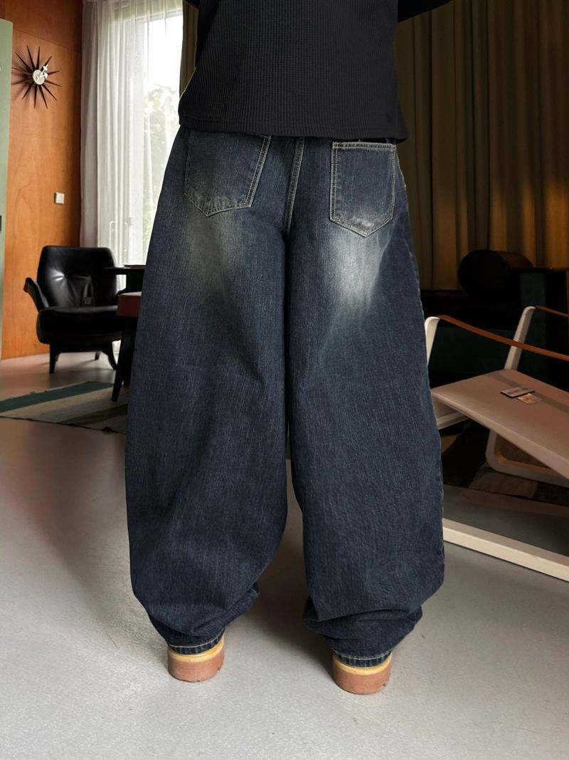 Stand Cat Balloon Denim Pants