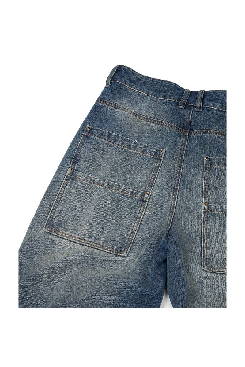 (BASE) TUCK DENIM PANTS (BLUE)