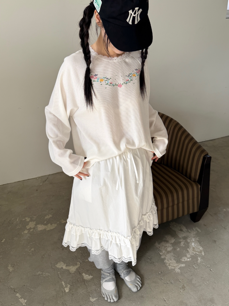 garden waffle lace T
