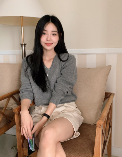Simple Basic V-neck Knit (10color)