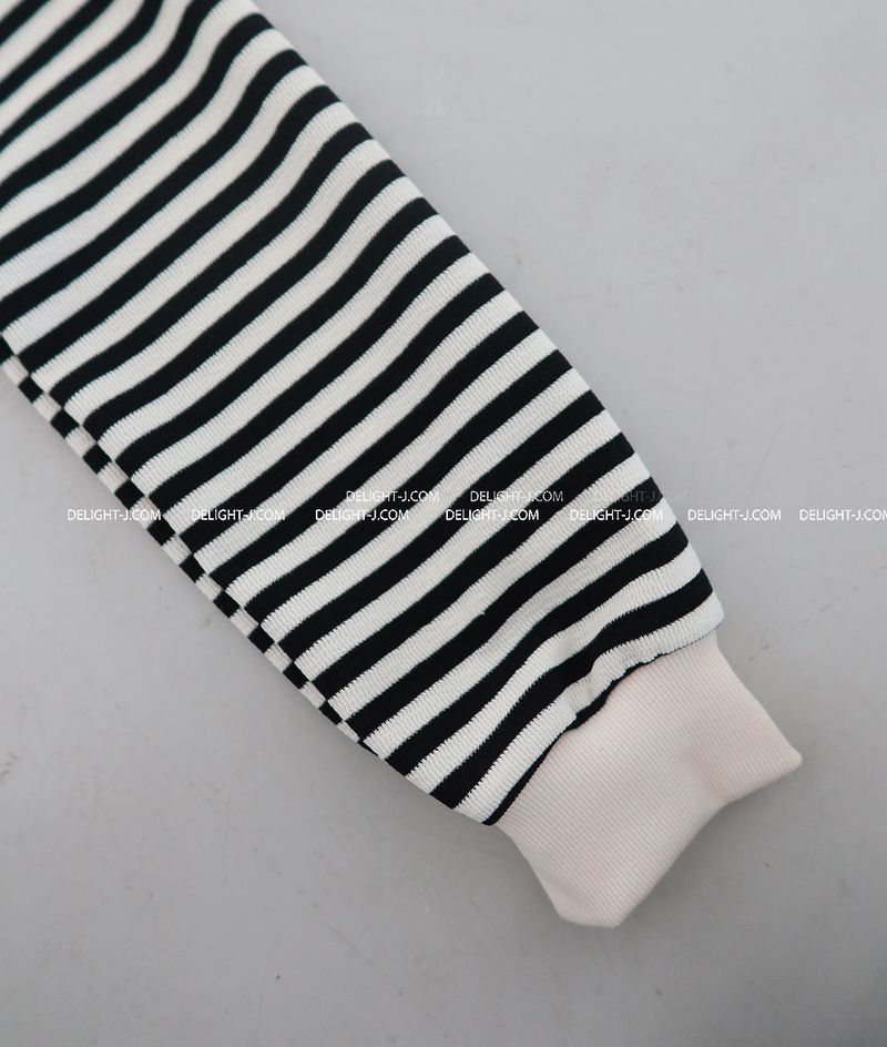 Angma Eared Hooded Stripe Zip-Up Jacket