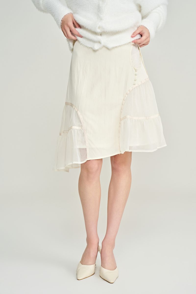 Rose terrace ruffle skirt, Ivory