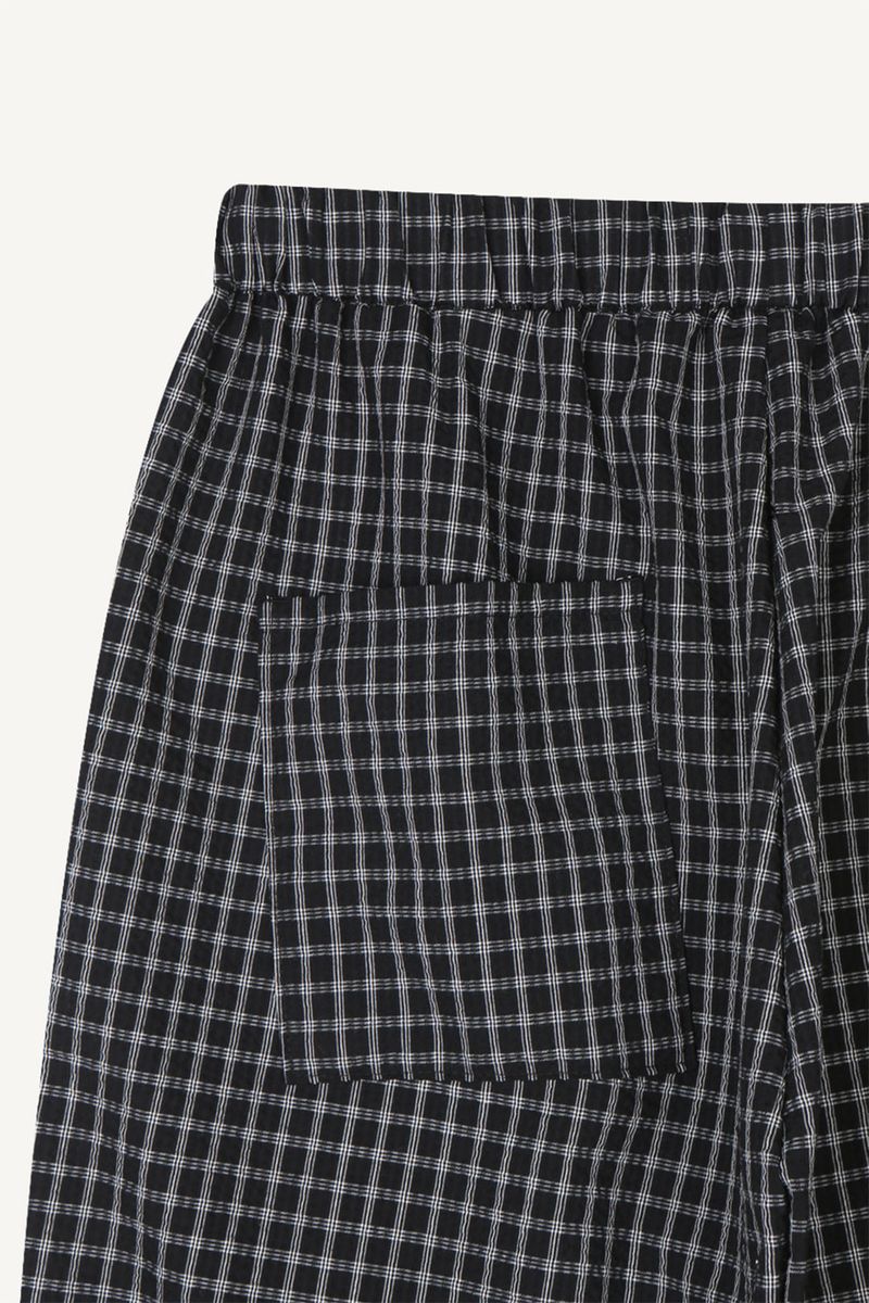 Gingham Check Banding Bermuda Pants