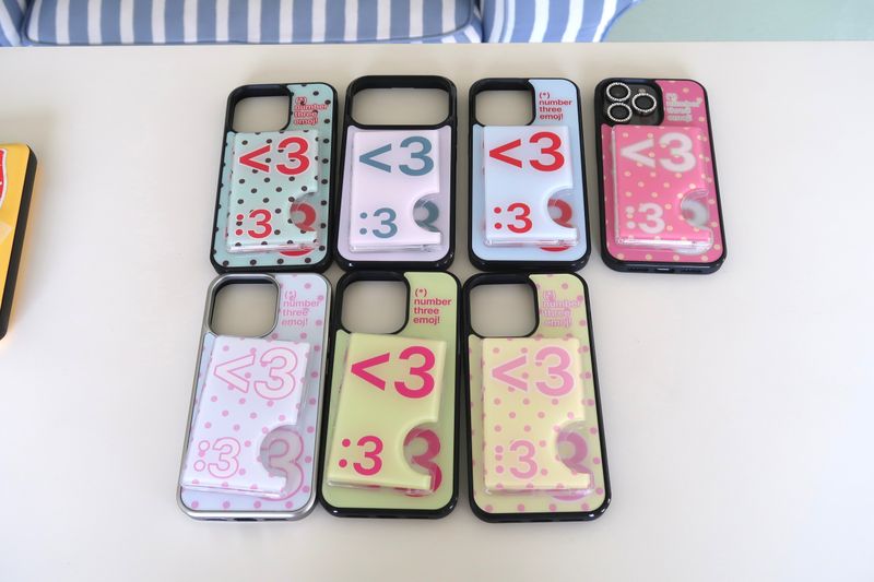 [MADE] Number 3 emoji case + card slot (Sky blue)