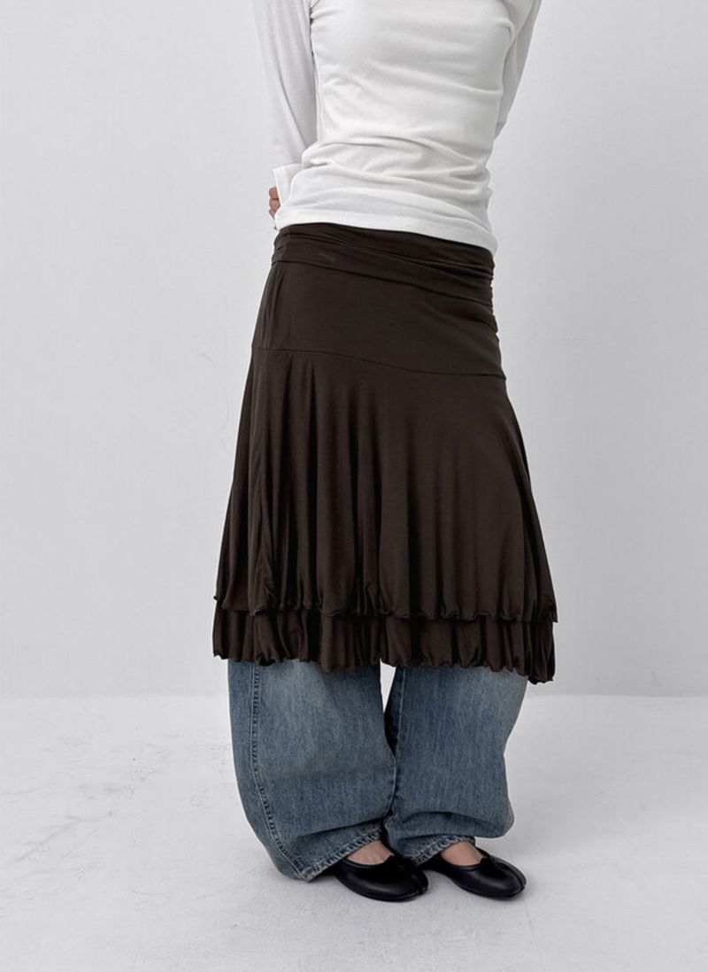 [MADE] Gela Folding Flare Midi Skirt