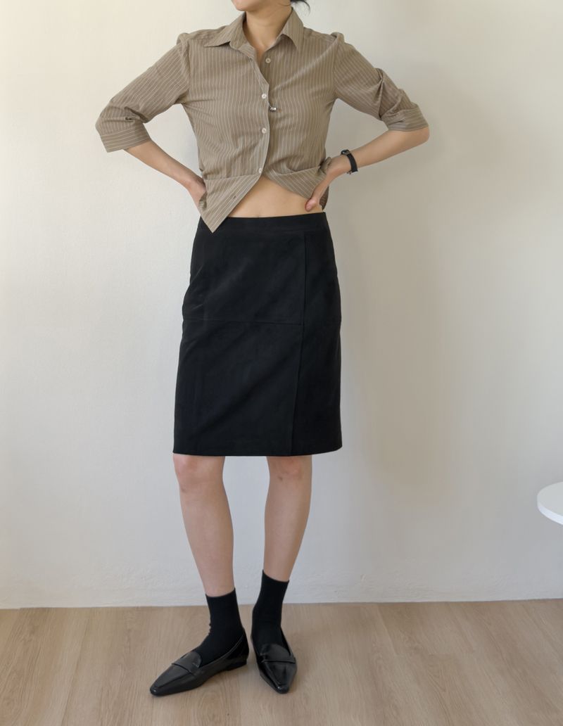 Striped elbow length slim fit shirt