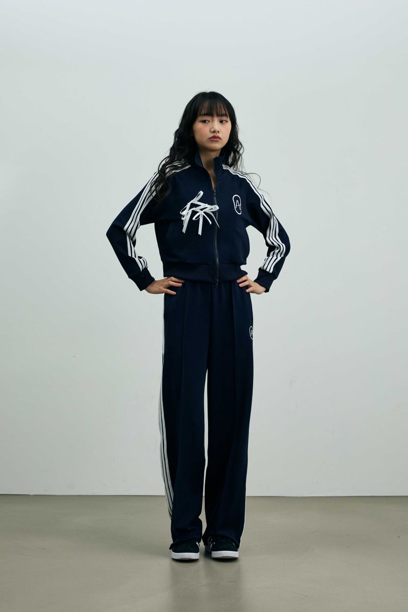 RIBBON JERSEY TRACK PANTS / NAVY