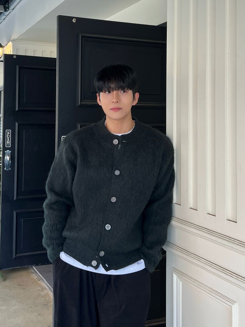 Brush wool cardigan