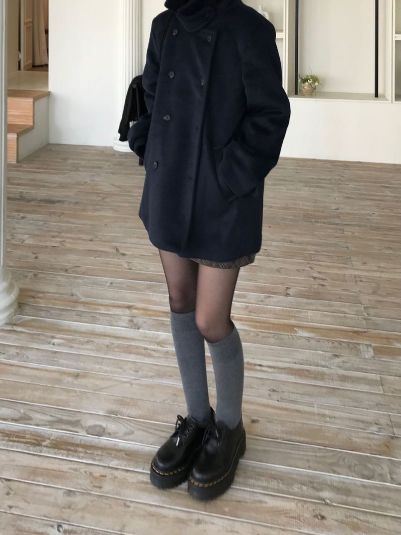 High-neck double coat (2 colors)