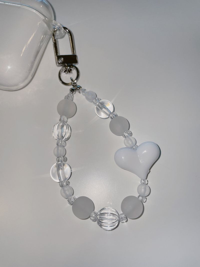 Bold White Heart Beads Key-ring