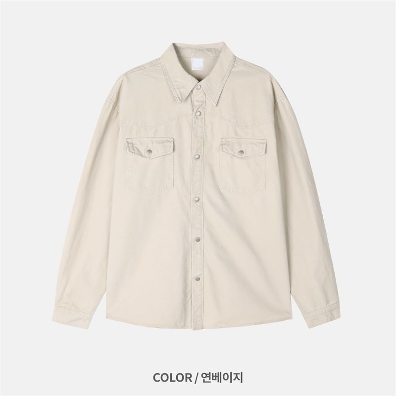 Smudge-Washed Cotton Shirt (5 Colors)