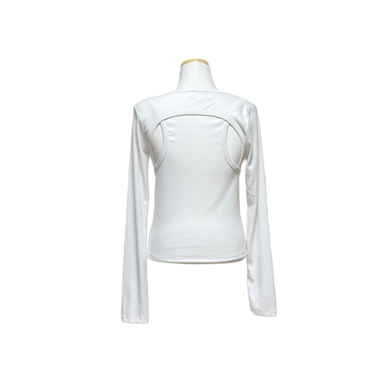 (3color) Back Curve Panel Stitch Crop Long Sleeve Tee