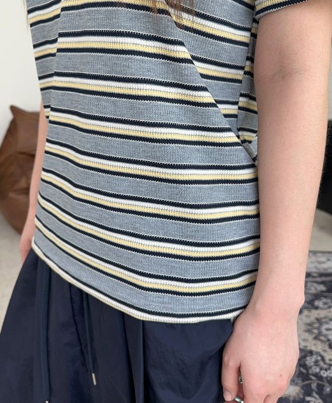 Roan Striped Henley Neck Short Sleeve Tee