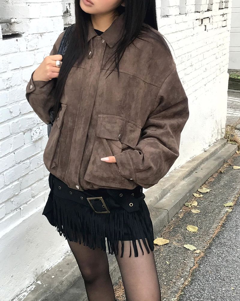 Rinu Shearling-lined High-neck Suede Jacket