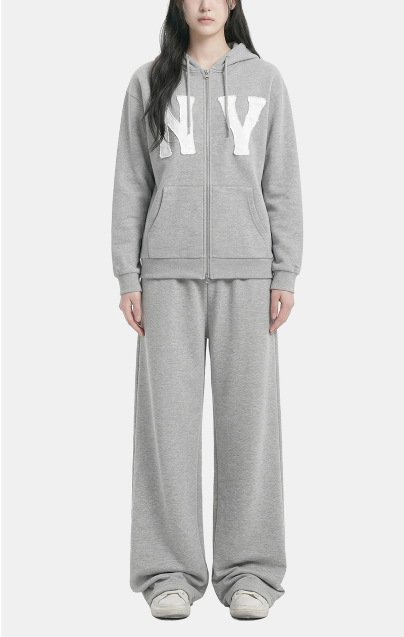 NY Lettering Cotton Hood Zip-up