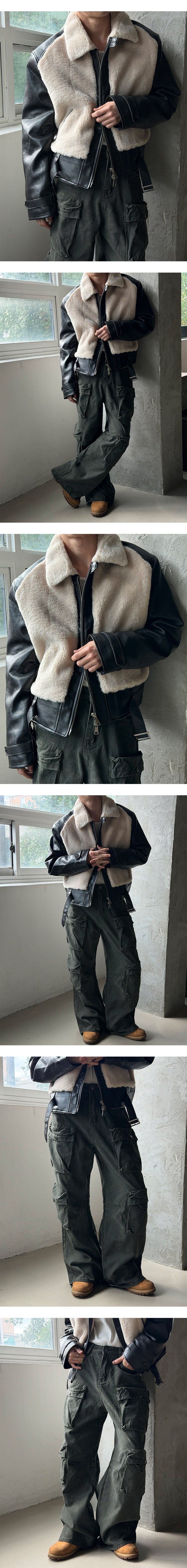Shirring leather mustang