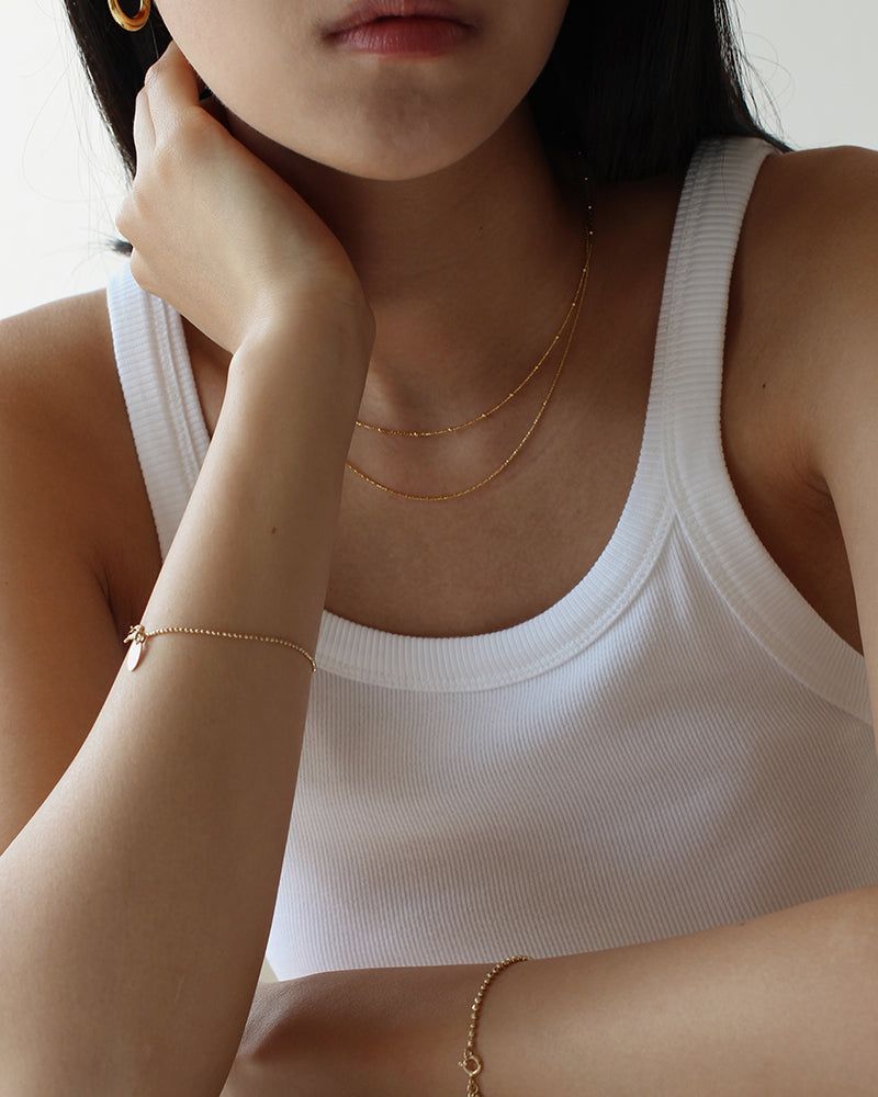 [Silver 925] Line Dot Necklace
