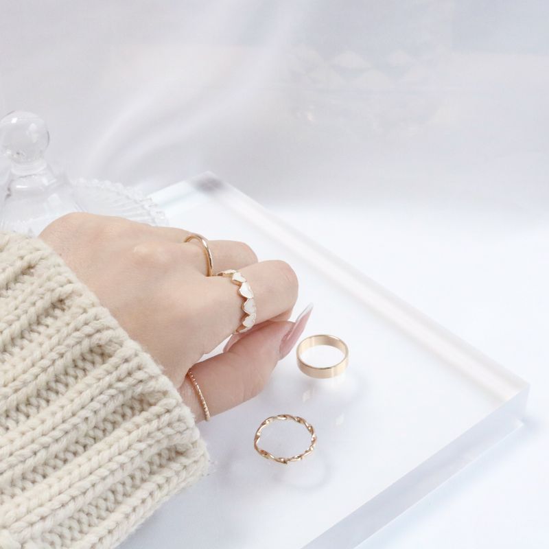 Swan Heart Layered Ring Set